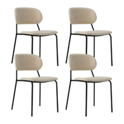 Lot de 4 chaises tissu pieds métal Sofia
