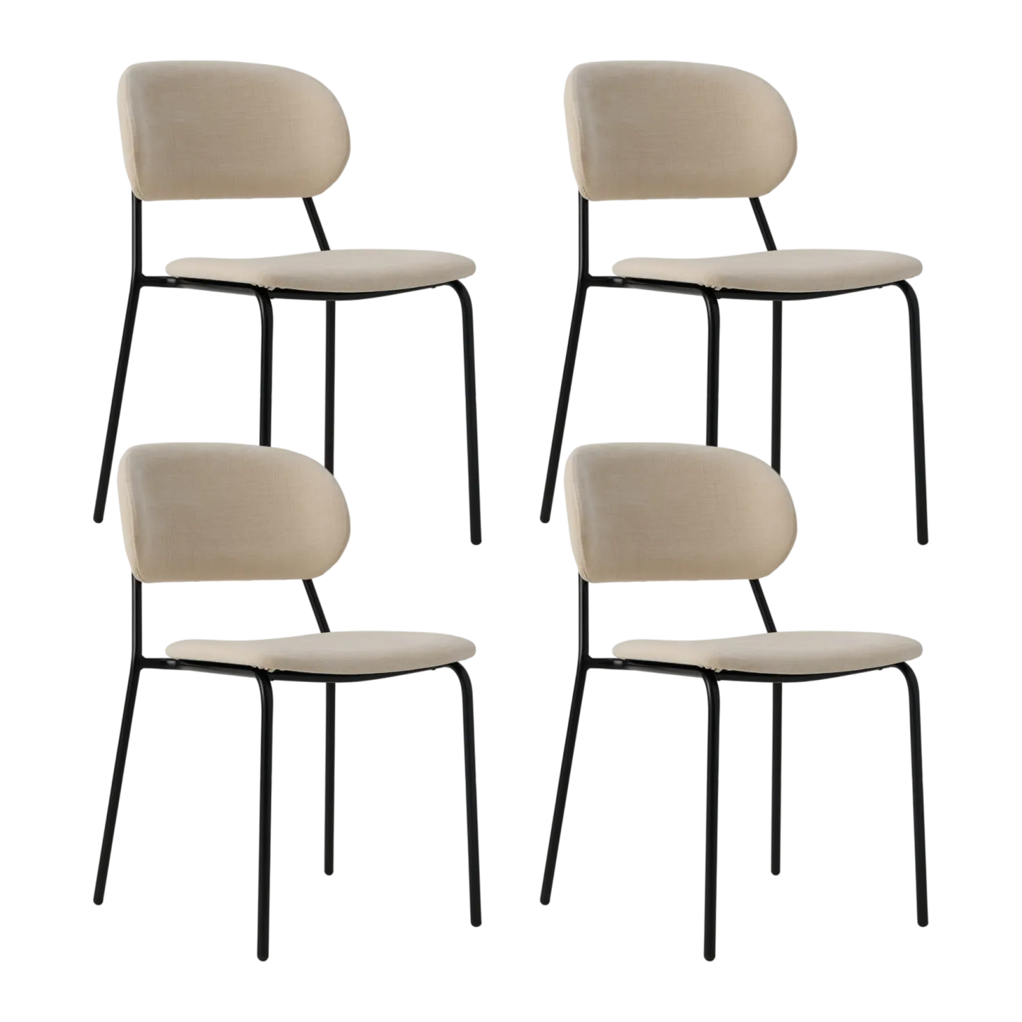 Lot de 4 chaises tissu pieds métal Sofia