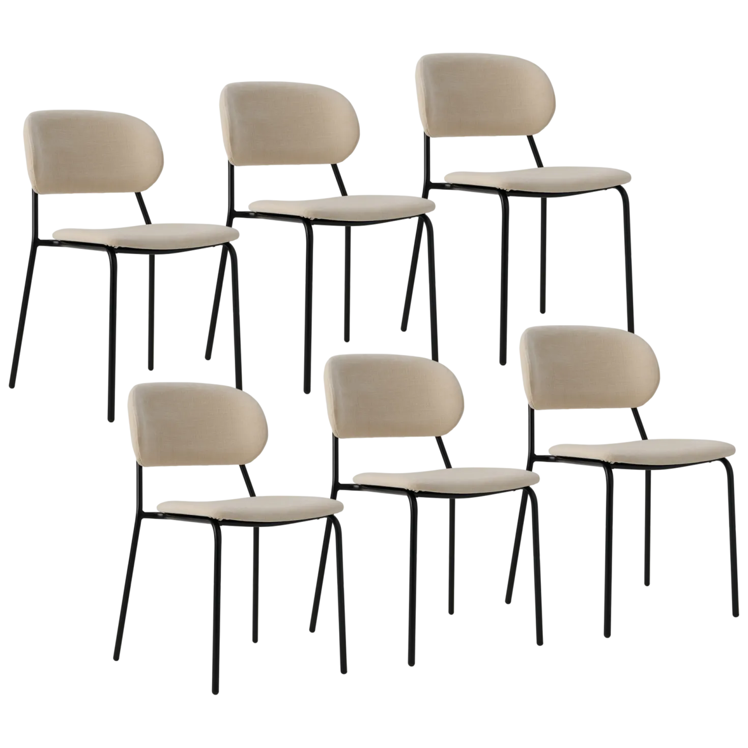 Lot de 6 chaises tissu pieds métal Sofia