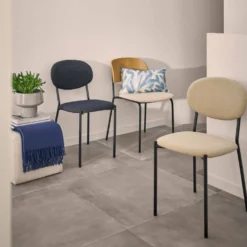 Lot de 2 chaises tissu pieds métal Sana