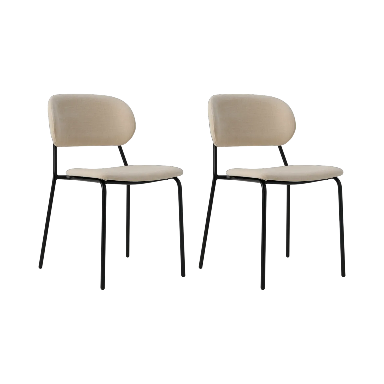 Lot de 2 chaises tissu pieds métal Sofia