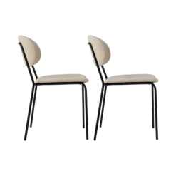Lot de 2 chaises tissu pieds métal Sofia