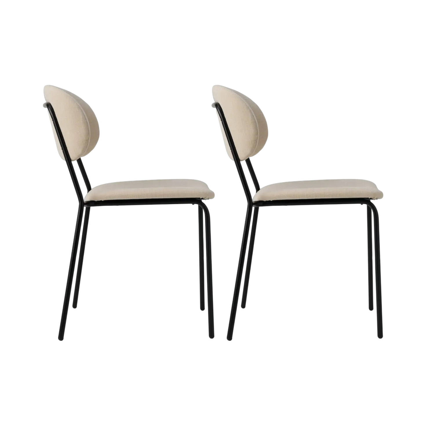 Lot de 2 chaises tissu pieds métal Sofia