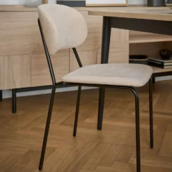 Lot de 2 chaises tissu pieds métal Sofia