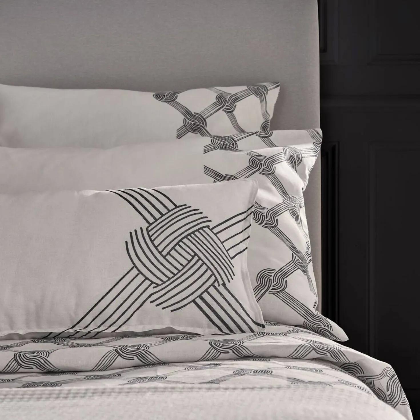 Lot de 2 taies d'oreiller coton lin Grand Hôtel