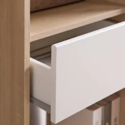 Meuble d'entrée vestiaire blanc et décor bois Paul