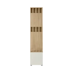 Meuble d'entrée vestiaire blanc et décor bois Paul
