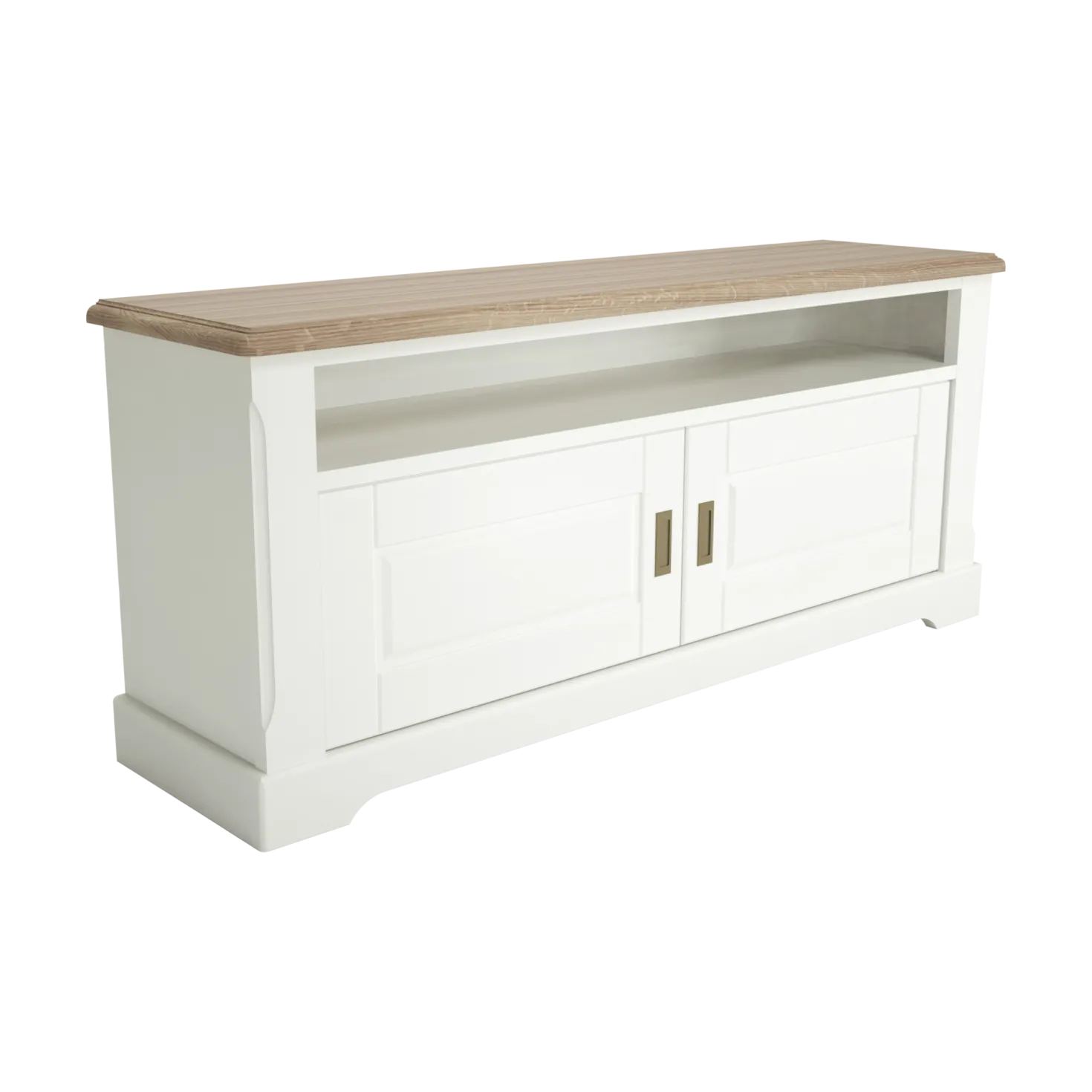 Meuble TV blanc et bois Apolline