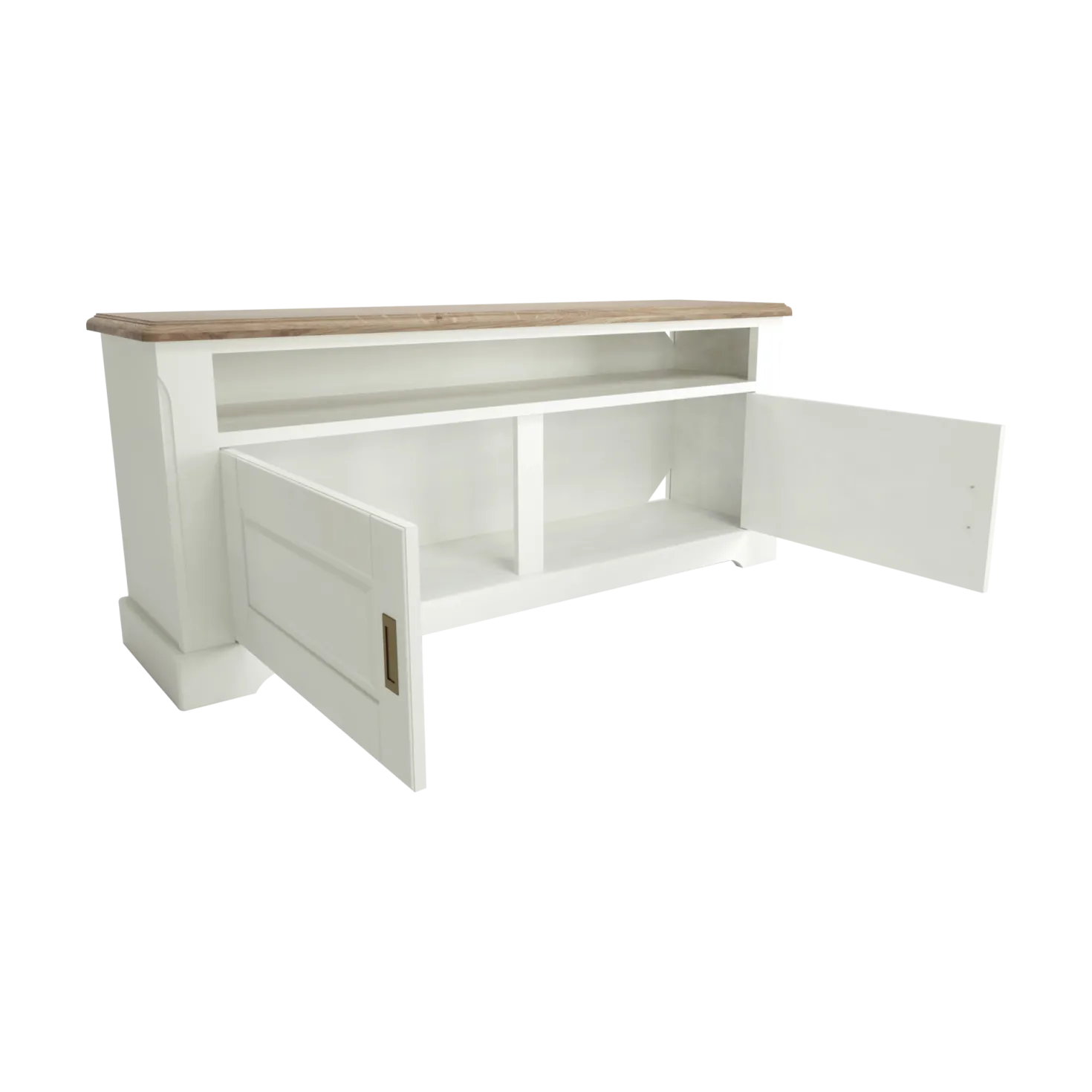 Meuble TV blanc et bois Apolline