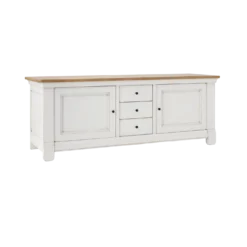 Meuble TV bois massif 2 portes 3 tiroirs Embellie
