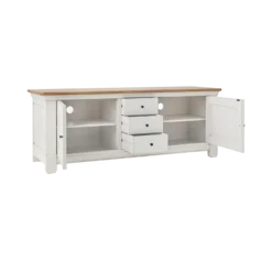 Meuble TV bois massif 2 portes 3 tiroirs Embellie