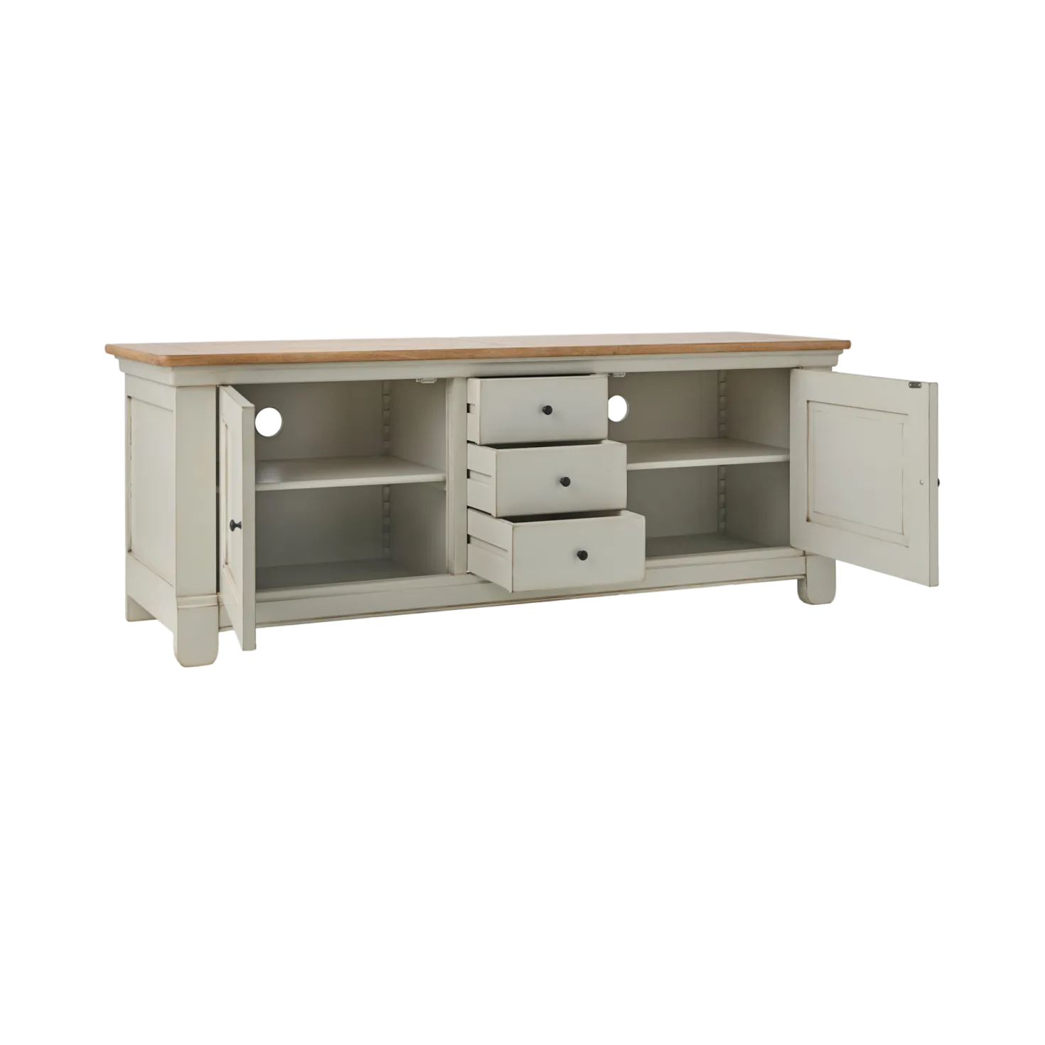 Meuble TV bois massif 2 portes 3 tiroirs Embellie