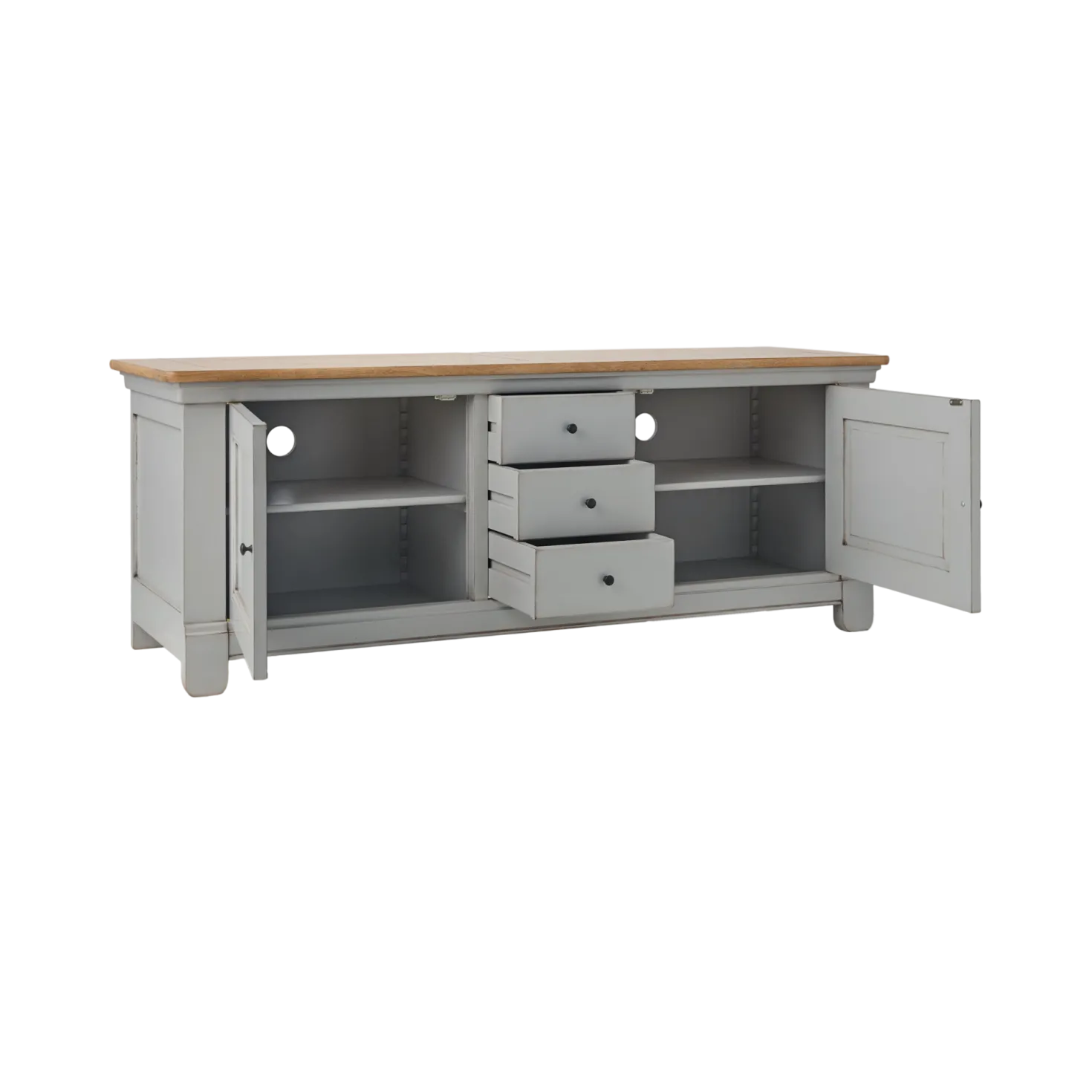 Meuble TV bois massif 2 portes 3 tiroirs Embellie