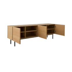 Meuble TV 3 portes bois pieds métal Alex