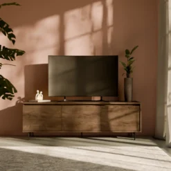 Meuble TV 3 portes décor bois Gustavo
