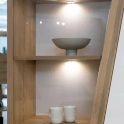 Meuble vitrine décor bois et blanc 2 portes Gustave