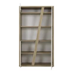 Meuble vitrine décor bois et blanc 2 portes Gustave
