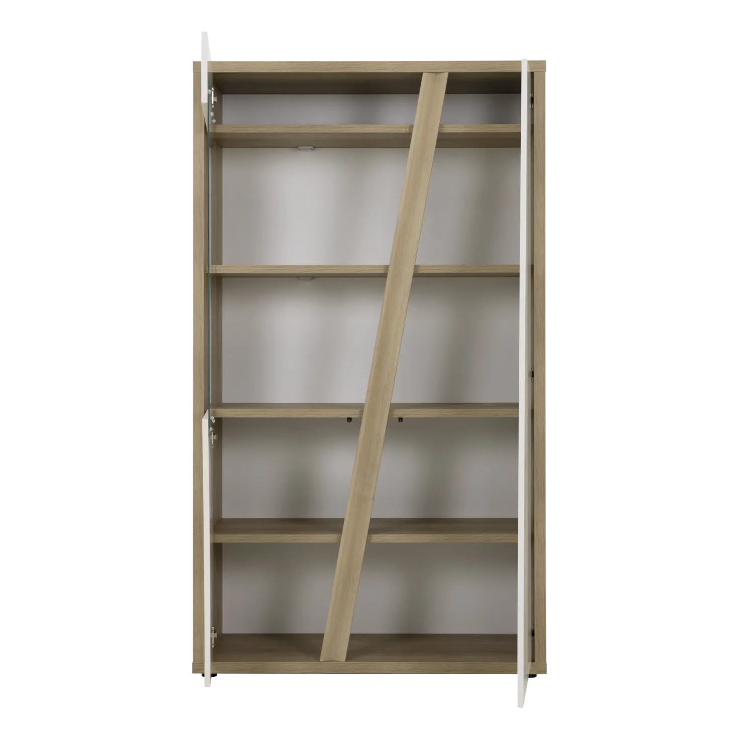 Meuble vitrine décor bois et blanc 2 portes Gustave