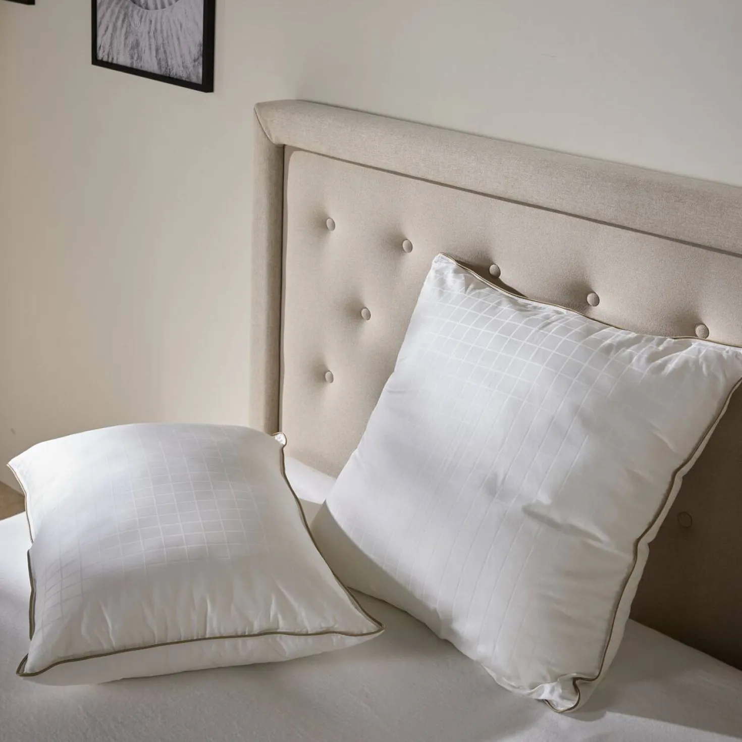 Oreiller coton satin résilient sensation duvet Lyne
