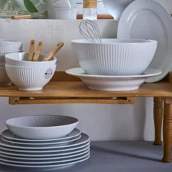 PILLIVUYT Lot de 6 Assiettes creuses en porcelaine D20cm Plissé