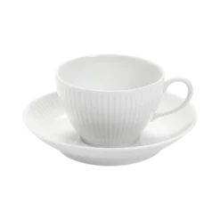 PILLIVUYT Lot de 6 Tasses genieu et soucoupes en porcelaine Plissé