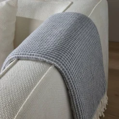 Plaid nid d'abeille coton polyester recyclé Pazenn