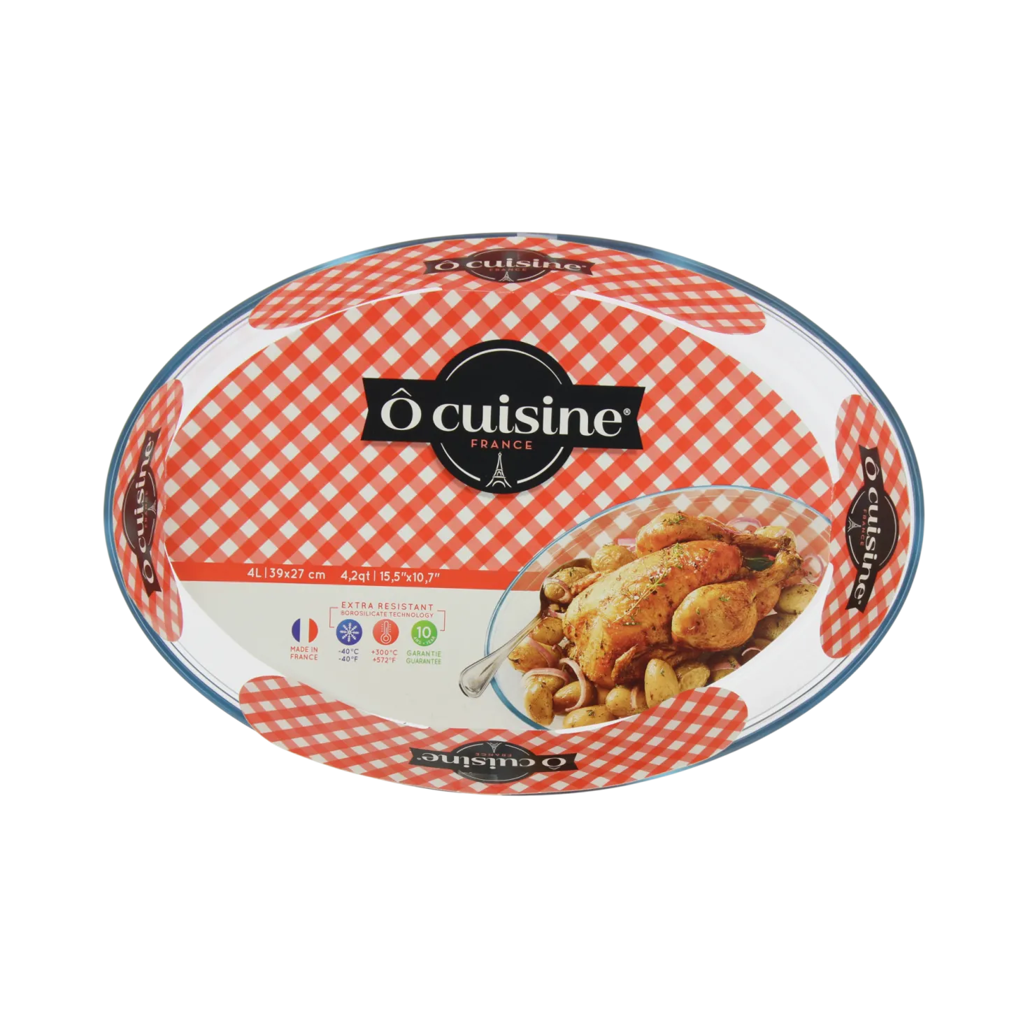 Plat à four ovale en verre 39 cm