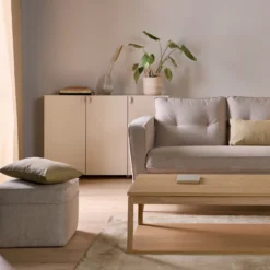 Pouf carré tissu Ondine