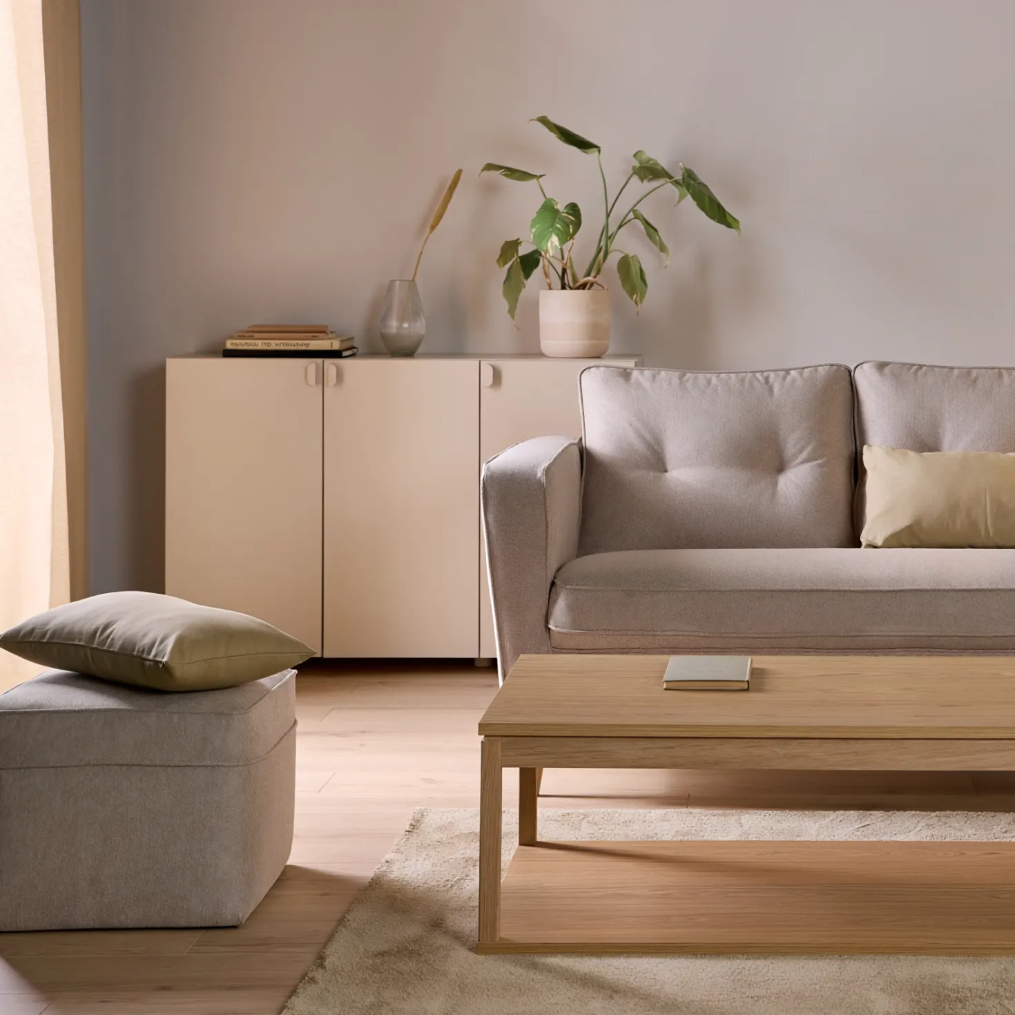 Pouf carré tissu Ondine