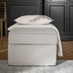 Pouf coton/lin déhoussable Margot
