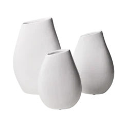 Set de 3 vases décoratifs blancs en céramique Billie
