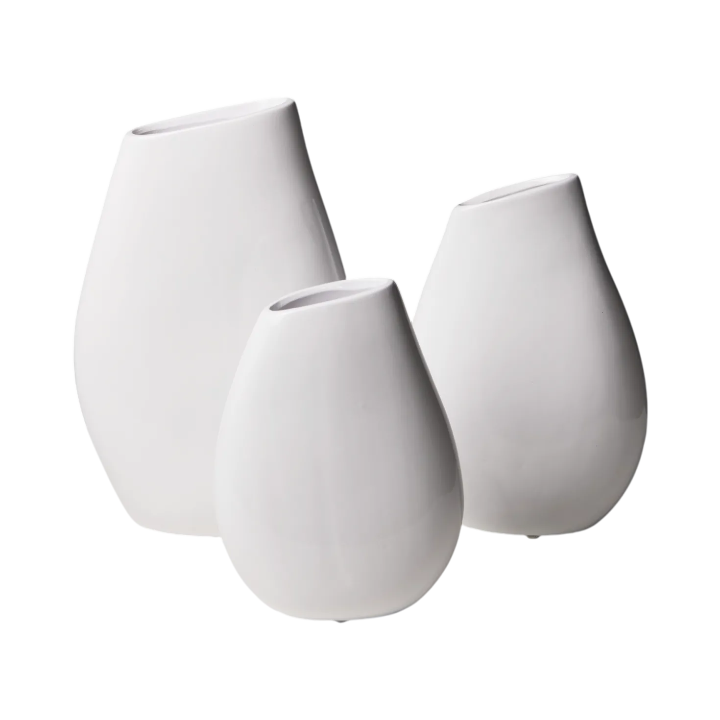 Set de 3 vases décoratifs blancs en céramique Billie