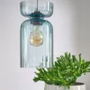 Suspension en verre bleu translucide Cyrielle