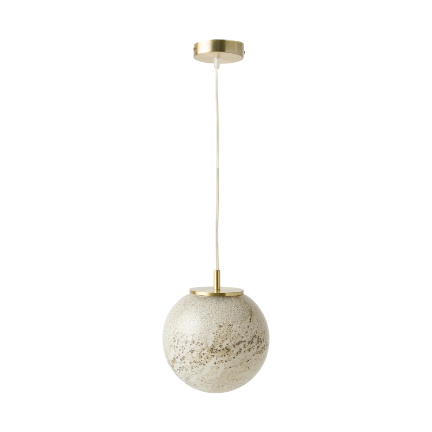 Suspension ronde blanche moucheté en verre soufflé Colline