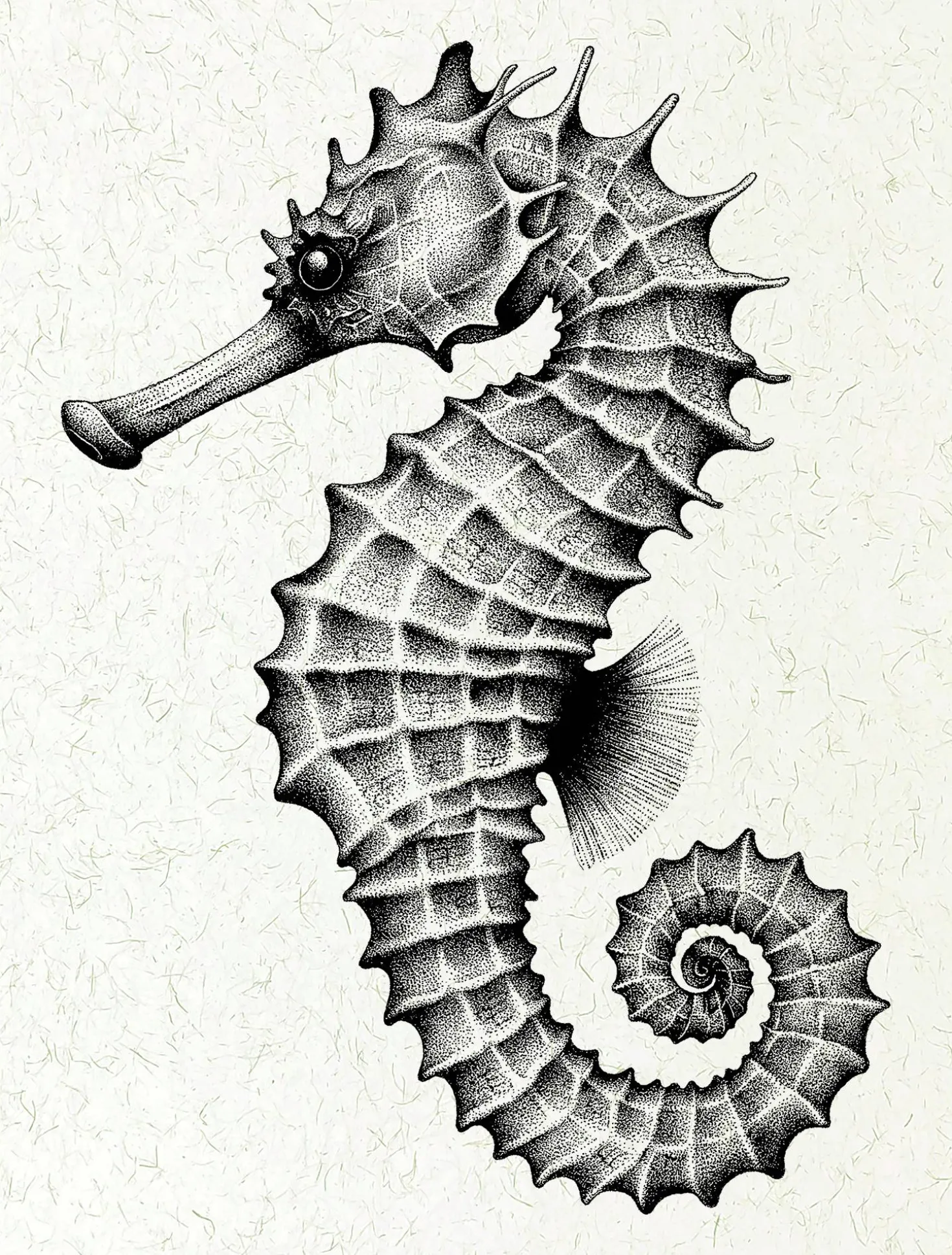 Tableau Hippocampe impression papier lin 30 x 40 cm BY THE INK©