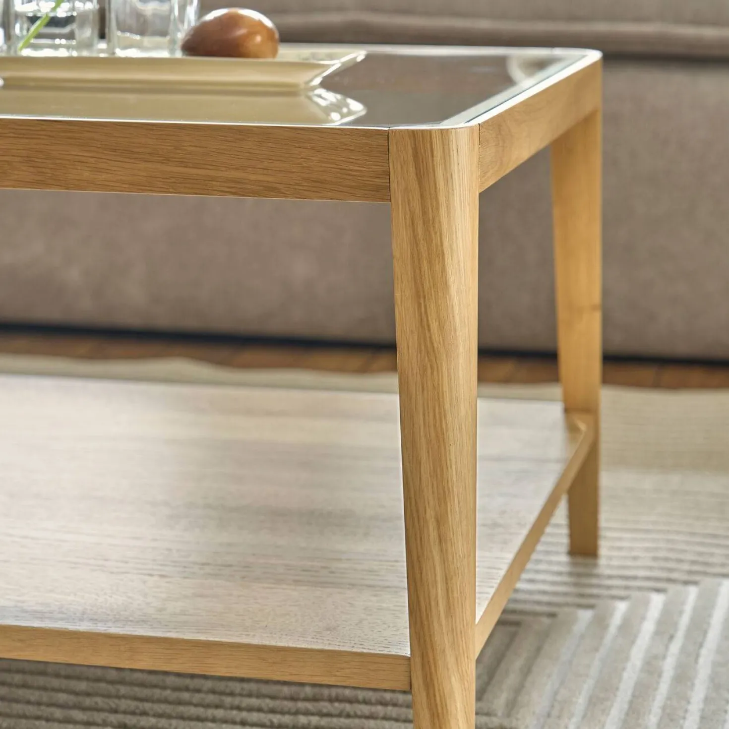 Table basse bois et verre Alice