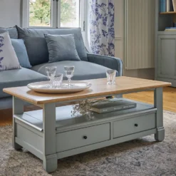 Table basse bois massif 2 tiroirs Embellie