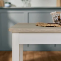 Table à manger carrée décor bois et blanc 2 à 4 personnes Adeline