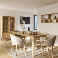 Table à manger rectangulaire bois avec rallonges en option 6 à 8 personnes Adèle