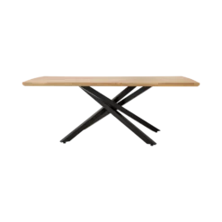Table à manger rectangulaire chêne massif, pieds métal noir 8 personnes Victoire
