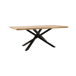 Table à manger rectangulaire chêne massif, pieds métal noir 8 personnes Victoire