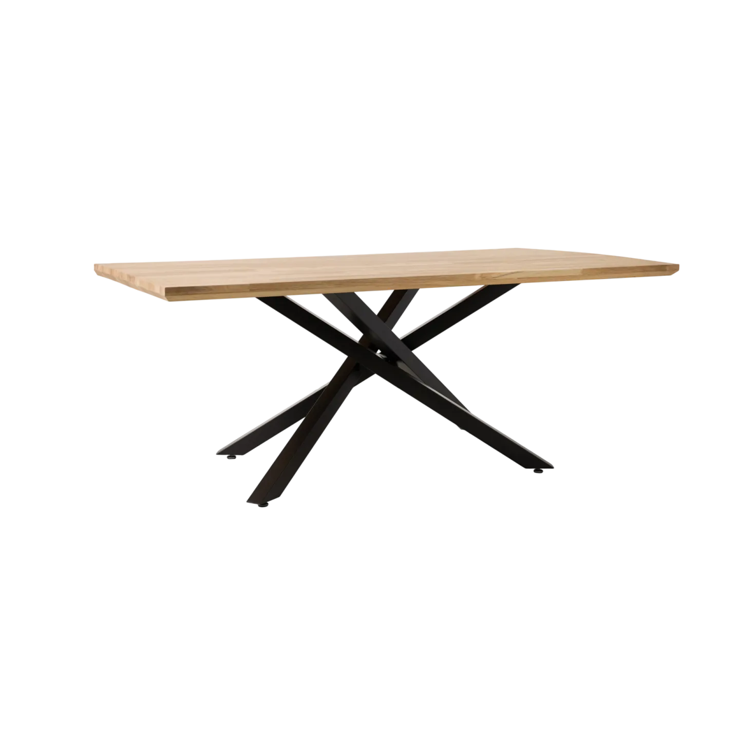 Table à manger rectangulaire chêne massif, pieds métal noir 8 personnes Victoire