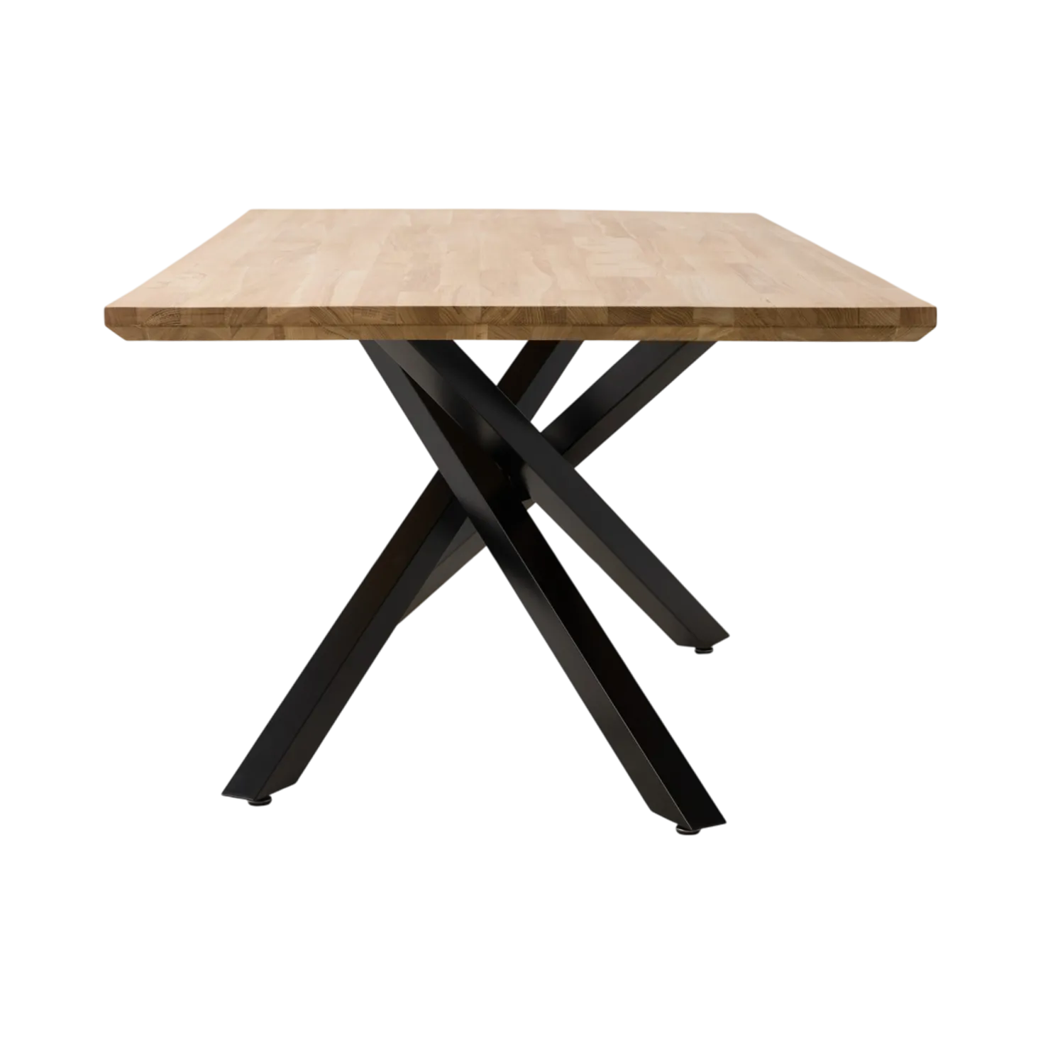 Table à manger rectangulaire chêne massif, pieds métal noir 8 personnes Victoire