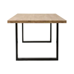 Table à manger rectangulaire chêne massif, pieds métal noir 8 personnes Valencia