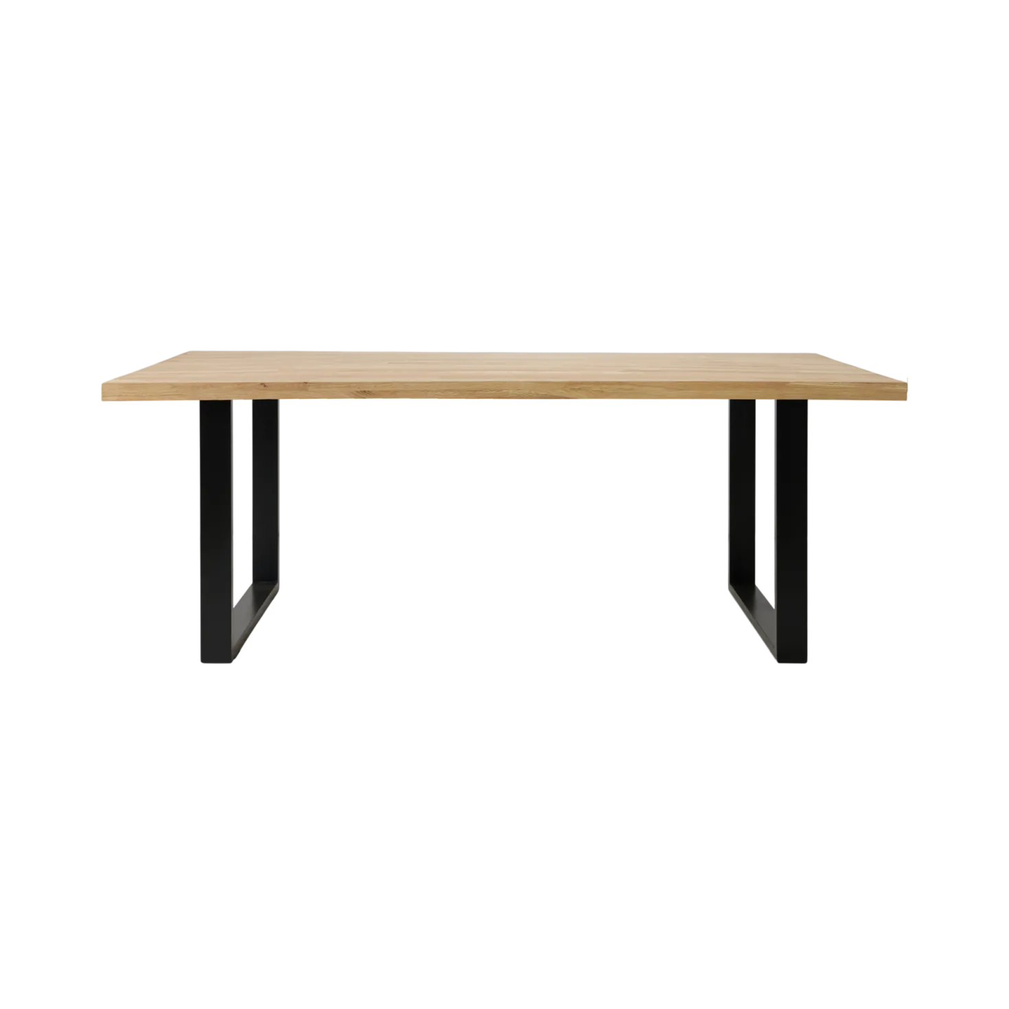Table à manger rectangulaire chêne massif, pieds métal noir 8 personnes Valencia
