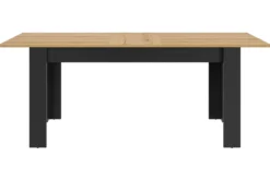 Table à manger rectangulaire extensible décor bois et noir 6 à 8 personnes Garance