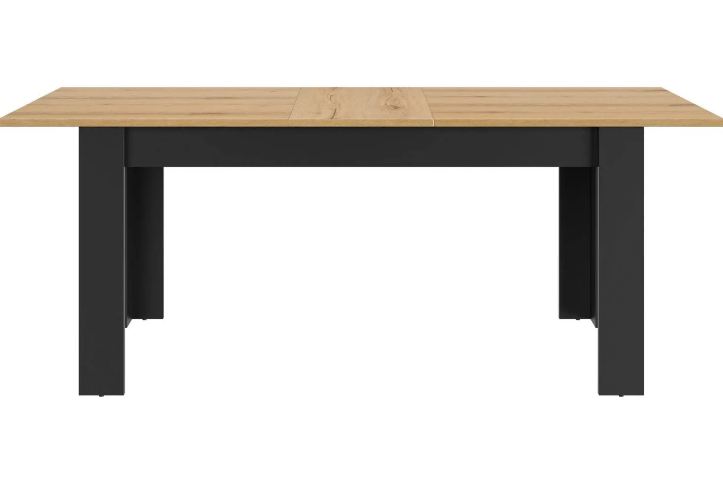 Table à manger rectangulaire extensible décor bois et noir 6 à 8 personnes Garance