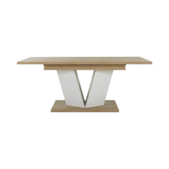 Table à manger rectangulaire extensible décor bois et blanc 8 à 10 personnes Gustave
