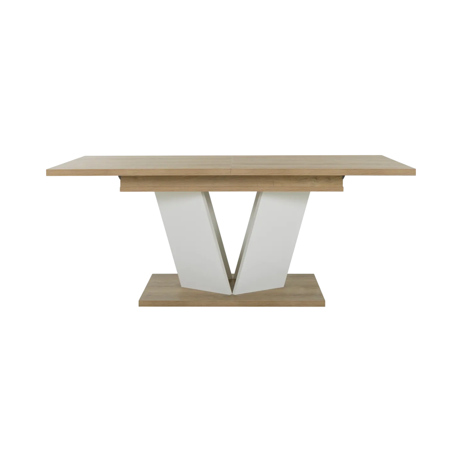 Table à manger rectangulaire extensible décor bois et blanc 8 à 10 personnes Gustave