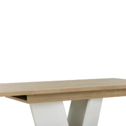 Table à manger rectangulaire extensible décor bois et blanc 8 à 10 personnes Gustave